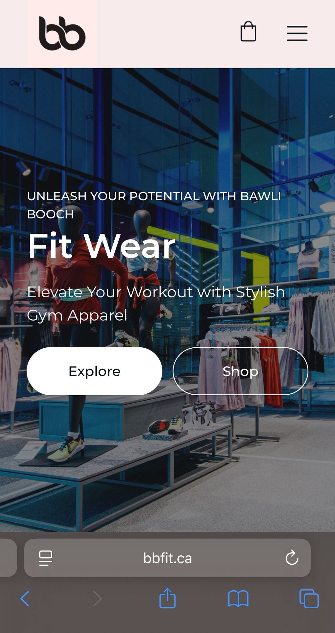 bbfit.ca — Local Fitness Ecommerce — phone view